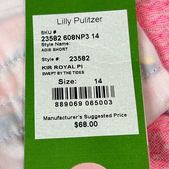 New Lilly Pulitzer Adie Shorts Swept By Tides Pink Floral Print Women's 14 NWT - Picture 9 of 9